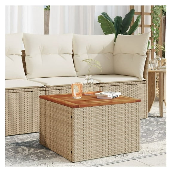 Garden Table Beige and Brown PE Rattan Small Durable