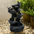 thumbnail image 3 of WETS 5-Tiers Cascading Rock Water Fountain, Outdoor Water Fountain with LED Light, Outside Patio Water Features Fountain, Garden Waterfall Decor for Patio, Backyard, Porch and Home Art Decor AB, 3 of 6