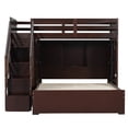 thumbnail image 5 of Harper & Bright Designs L-Shaped Bunk Bed Twin over Full Size with Wardrobe and Bookshelf, Storage Stairway Bunk Bed with USB Charging Station and LED Light for Bedroom, Espresso, 5 of 17