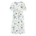 thumbnail image 4 of Tejiojio Summer Dresses for Women Clearance Fashion Women Casual Sexy Round Neck Printing Summer Short Sleeve Pockets Dress, 4 of 8