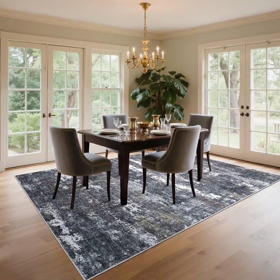 HIWEAVER Gray Brown 9' x 12' Washable Abstract Area Rug for Living Room Indoor Throw Carpet Modern Non-Slip Foldable Floor Cover for Dorm Home Decor