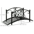 thumbnail image 3 of Outsunny Garden Bridge 3.3', Floral Pond Bridge with Safety Railings Black, 3 of 10
