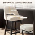 thumbnail image 5 of EOP 26'' Swivel Counter Height Bar Stools Set of 2, Modern Upholstered Bar Stools with Curved Back and Solid Wood Legs, Bar Chairs for Kitchen Island Home Bar, Beige, 5 of 11