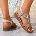 thumbnail image 5 of Rokment Women's Sparkling Rhinestones Wedge Heels Dressy Sandals Ethnic Bohemian Beach Summer Open Toe Slingback Mid Heels for Bride Wedding Banquet Silver Size 7, 5 of 8