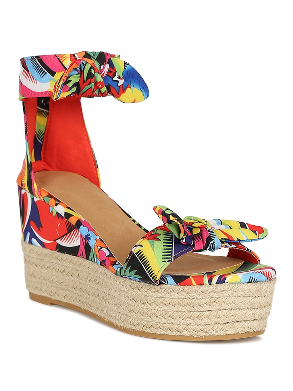 Espadrille Wedge Sandals with Ankle Tie