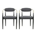 thumbnail image 2 of Noble House Boise Fabric Upholstered Metal Dining Chairs, Set of 2, Charcoal, Black, and Gold, 2 of 10