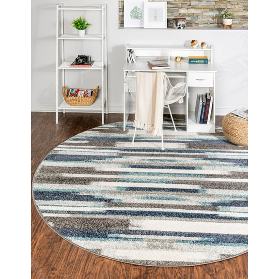 Unique Loom Autumn Collection Area Rug - Wheat (3' 3" Round Blue Gray/Gray)
