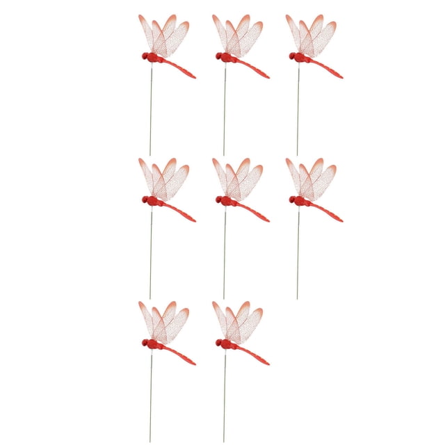 MTBLYS 8Pcs Artificial Dragonfly Garden Stakes Decorative Insect Ornaments Spring Movable Flower Pot Decor Indoor Outdoor Yard Use