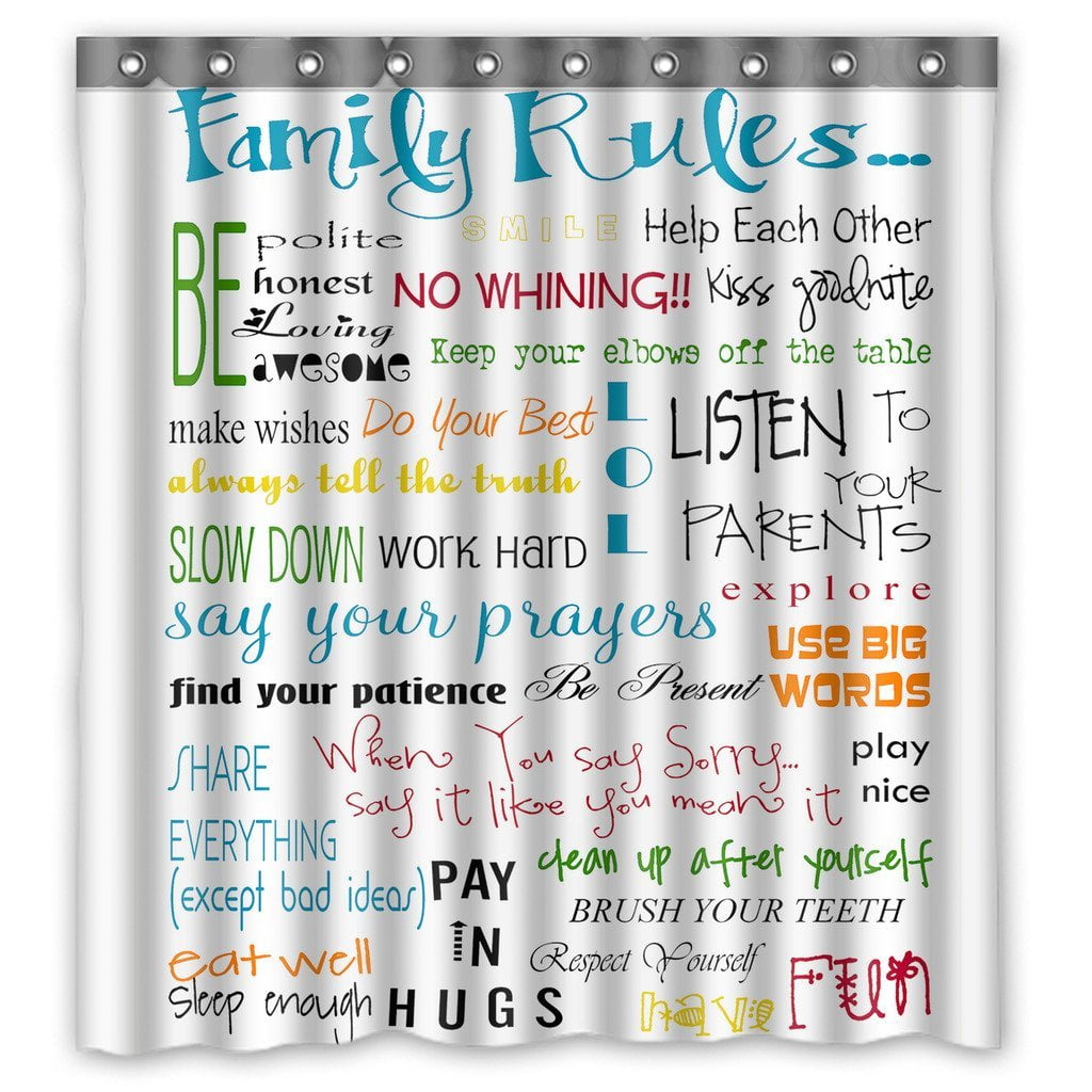 GCKG Family Rules Educational Waterproof Polyester Shower Curtain