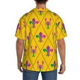 thumbnail image 3 of Yiaed Mardi Gras Crayfish and Fleur de lis Print Mens Casual Wrinkle Free Shirts Short Sleeve Button Down Summer Stretch Dress Shirt-Small, 3 of 5