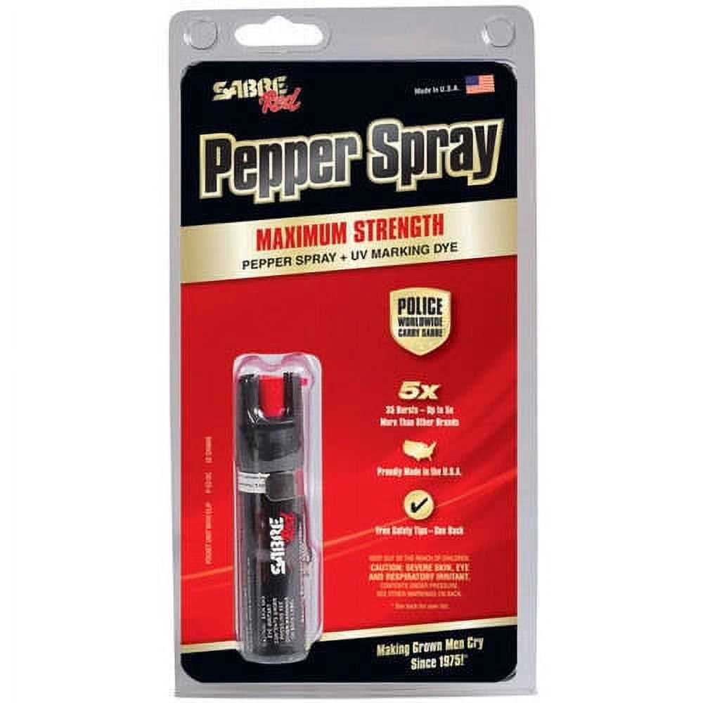 Sabre red pepper spray - police strength - compact size with clip (max protection - 35 shots, up to 5x's more)