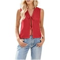 thumbnail image 1 of JGGSPWM Cardigan Sans Manches en Tricot Noué Ouvert pour Femmes Y2K Rouge TG, 1 of 7
