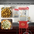 thumbnail image 3 of VEVOR Popcorn Popper Machine With Cart 8 Ounce Vintage Style Popcorn Maker with Cart 850W 48 Cups, Red, 3 of 10