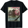 Cherry Blossom Vintage Japanese Temple Sakura Woodblock Art T-Shirt