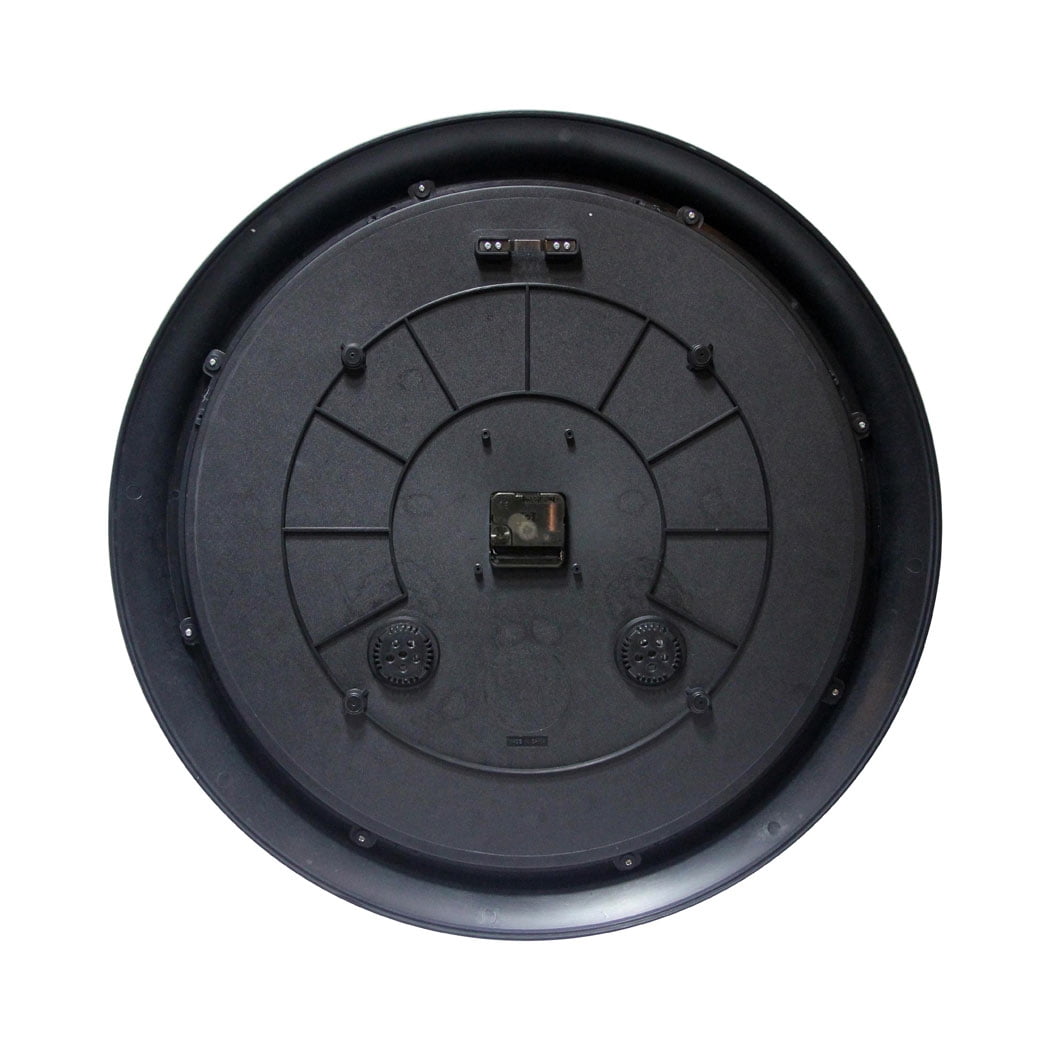 Infinity Instruments 15664BK-2534 24 Inch Classic Black Wall Thermometer Clock