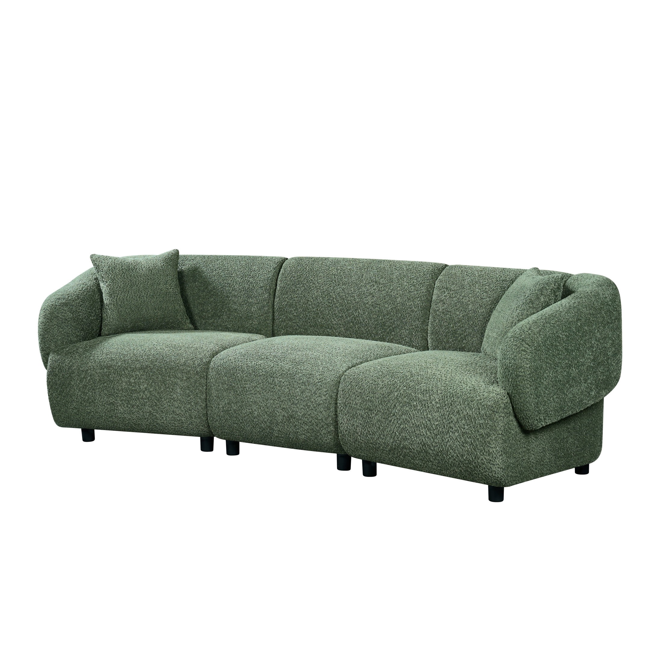 Christopher Knight Home 98.5" Curved Contemporary 3-Seat Sofa with Upholstered Plush Seating, Green