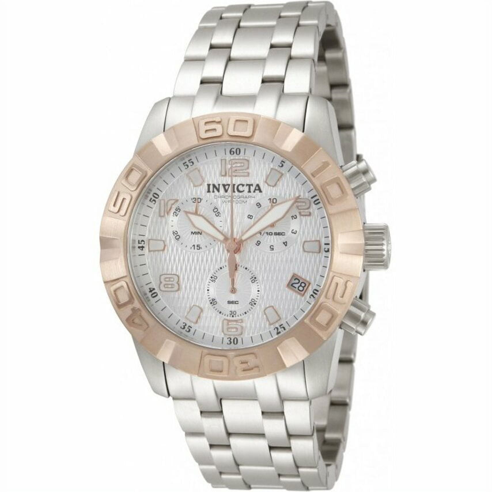 Invicta Men's 11451 Pro Diver Chronograph Silver Textured Dial Stainless Steel Watch