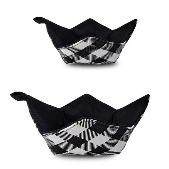Microwave Bowl Holders for Hot Food Set of 2 Hot Pads for Bouillon Cups Multipurpose Heat Proof Plate Holder（Black）