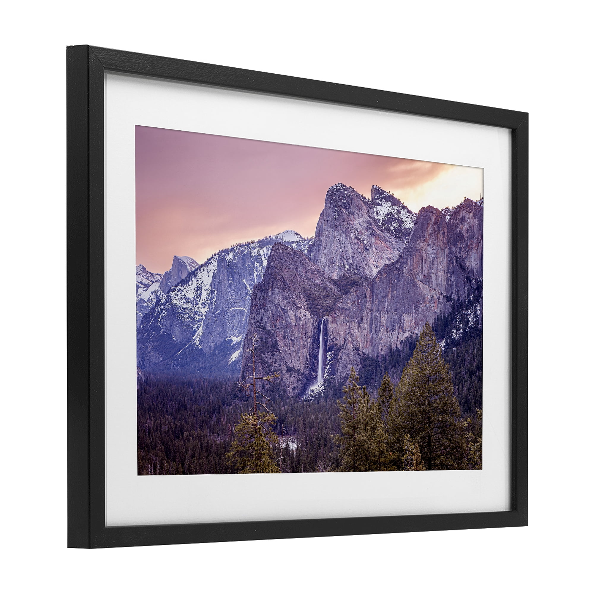 Stupell Industries Majestic Mountain Waterfall Sunset Black Framed Print Under Glass, design by Shelley Carlisle