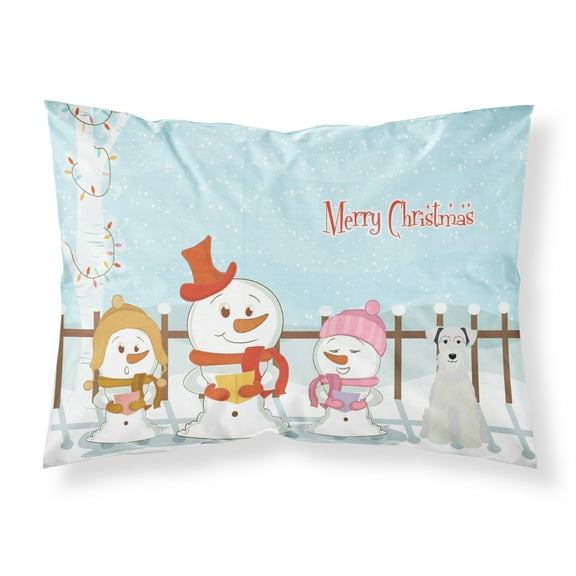 Merry Christmas Carolers Miniature Schnauzer White Fabric Standard Pillowcase