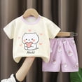 thumbnail image 2 of HCNTES Toddler Infant Baby Girls Summer Clothes Kid Outfits Short Sleeves T-Shirt Tops + Shorts Cute Outfits Set For Kid Summer Outfits 3-24 Months 2t 3t 4t 5t 6t 7t 8t, 3-6 Months, 2 of 4