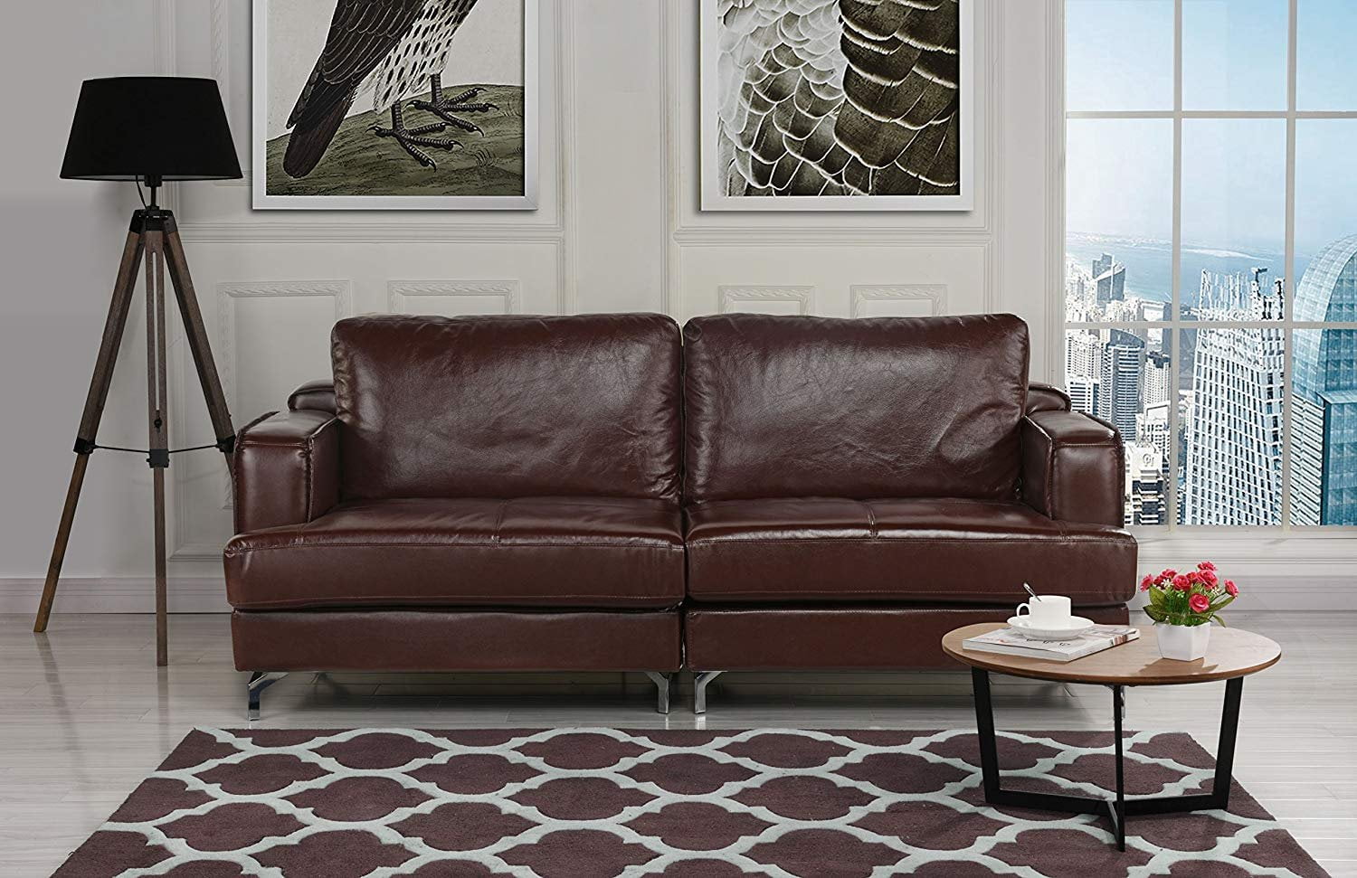 dark brown modern leather sofa