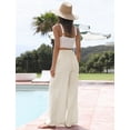 thumbnail image 4 of Women's Cotton Linen Summer Palazzo Pants Flowy Wide Leg Beach Trousers with Pockets(Apricot-M), 4 of 31