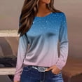 thumbnail image 2 of MEICHEN Womens Long Sleeve Shirts Causal Cute Sparkly Print Crewneck Shirts Petite Spring Fahsion Blouse, 2 of 5