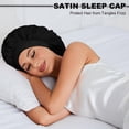 thumbnail image 3 of Gorro de satén para dormir para cabello largo y rizado con correas ajustables y gorro de seda de doble capa rosa., 3 of 5