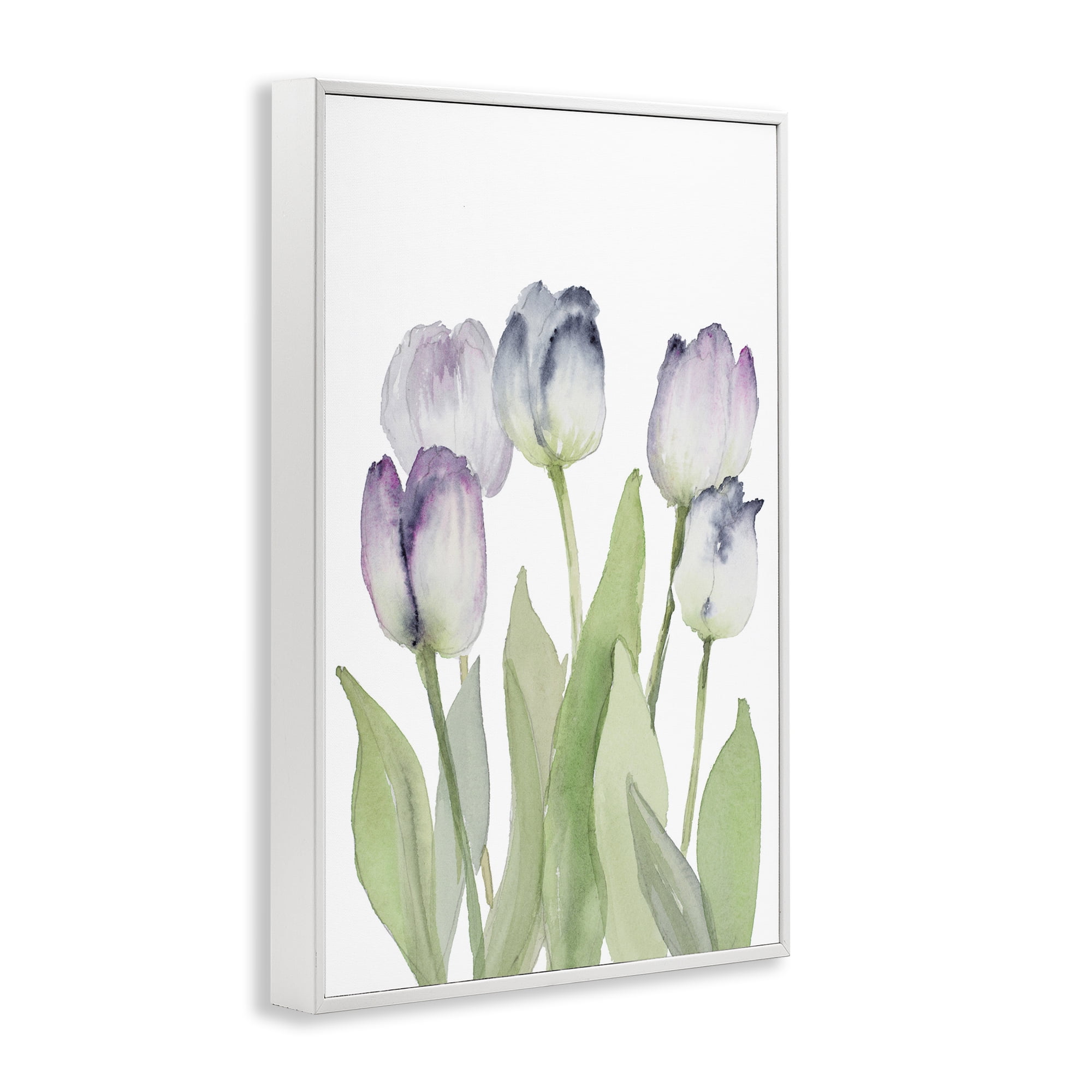 Stupell Industries Soft Garden Tulips Botanical & Floral Painting White Framed Art Print Wall Art, 12 x 18