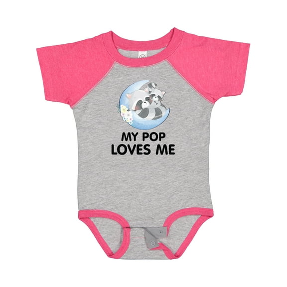 Inktastic Raccoon My Pop Loves Me Boys or Girls Baby Bodysuit