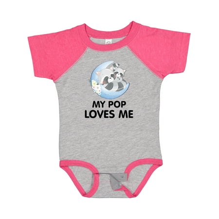 

Inktastic Raccoon My Pop Loves Me Gift Baby Boy or Baby Girl Bodysuit
