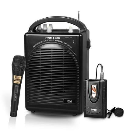 Pyle PWMA200 - Portable PA Speaker & Microphone System Kit | FM Stereo Radio (Includes Beltpack, Handheld, Headset & Lavalier