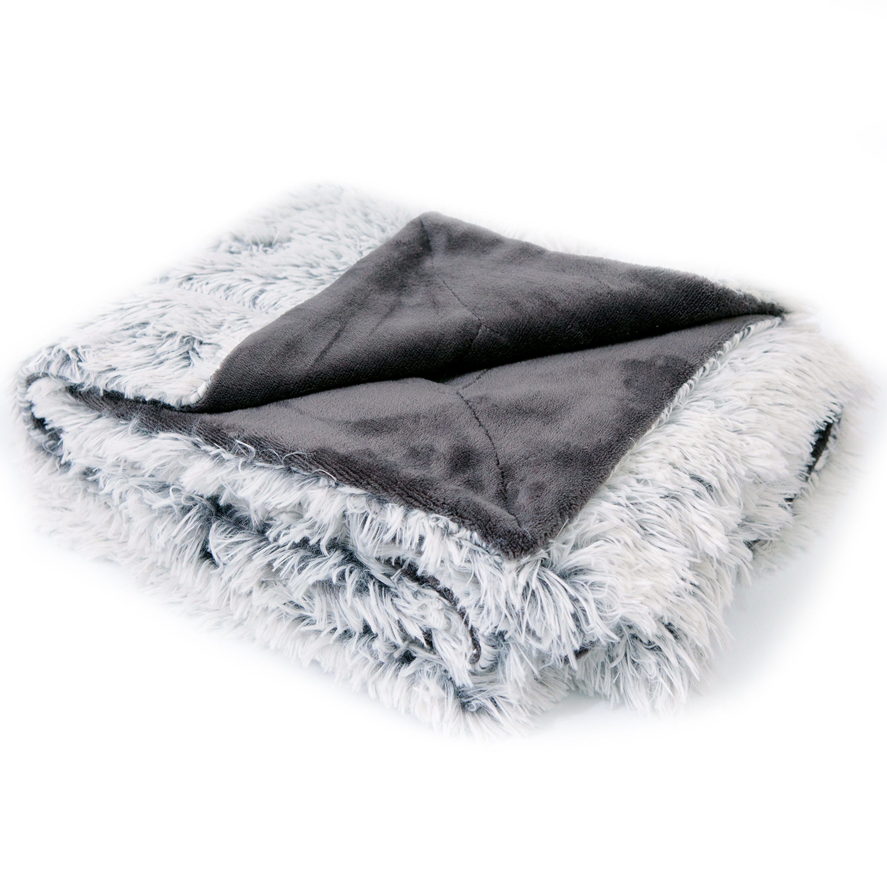 Cheer Collection Reversible Faux Fur Accent Throw Blanket 50" x 60