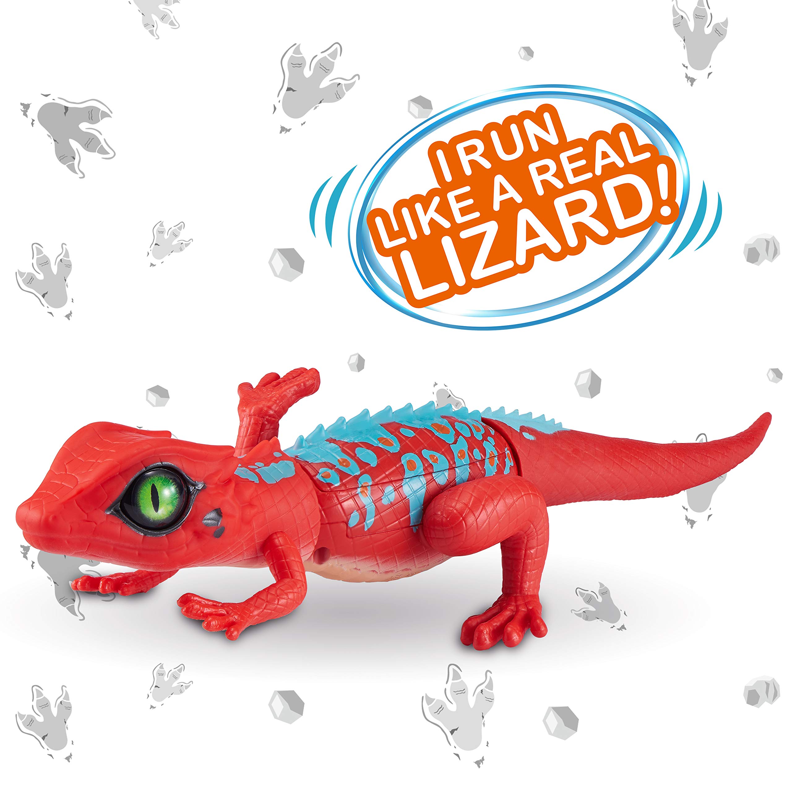 ZURU ROBO Alive Lucertola Arancione Series 3 | Giocattolo Robotico Che Striscia E Si Illumina | Con Coda In Gomma E Bocca LED