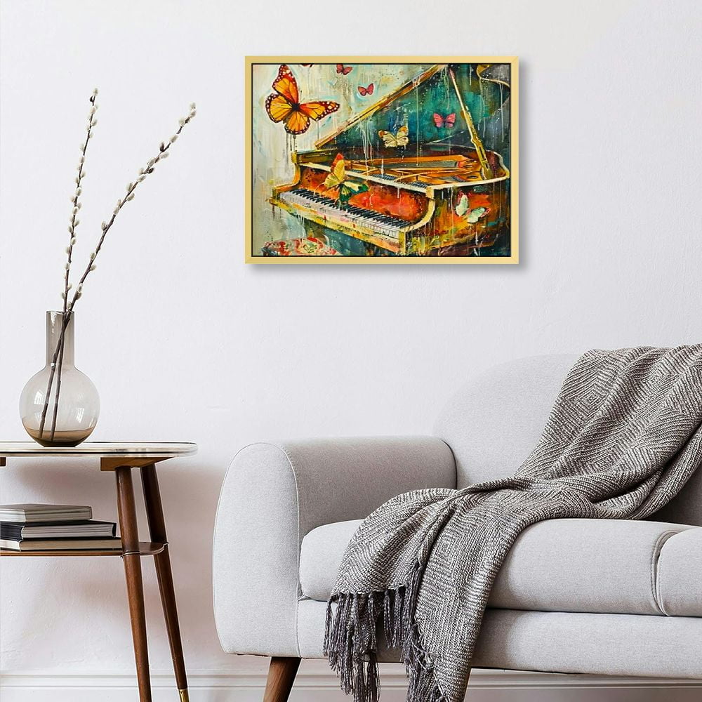 Vintage Music Wall Art Retro Piano Painting Art Print on