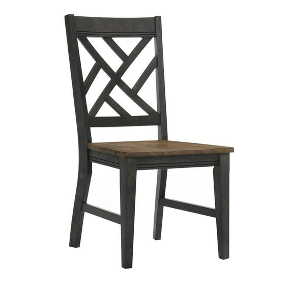 Intercon Chair, Lattice Back in Brushed Brown & Pecan (Set of 2)