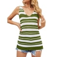 thumbnail image 3 of Nlife Women Stripe Printed V Neck Sleeveless Knitted Tank Top, 3 of 6