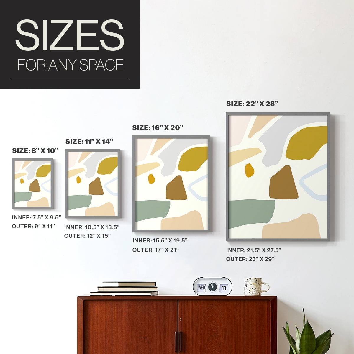 Pastel Splotches II Framed Print in Gray Solid Wood Framed Print No Nail Hanging