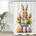 thumbnail image 2 of Spring Easter Shower Curtains for Bathroom Waterproof Fabric Bath Curtains Decor Bath Tub Curtain Cartoon Egg Bunny Tulip Flower Animal Decorative Shower Curtain Sets with 12 Hooks, 72x72 Inch, 2 of 6