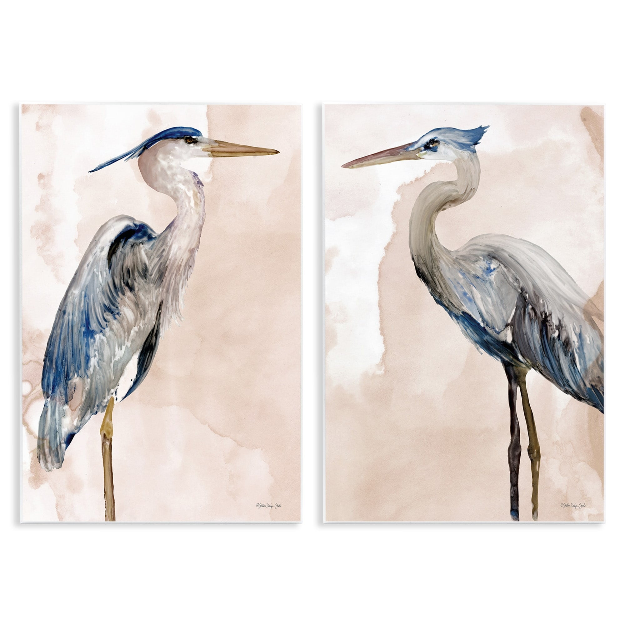 Stupell Industries Beautiful Heron Birds Standing Watercolor Painting , 13 x 19, Design by Stellar Design Studio