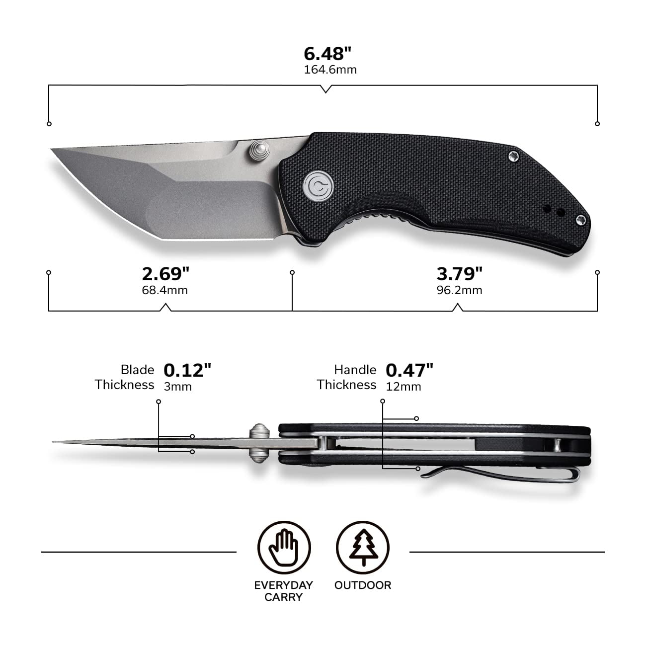 CIVIVI Thug 2 Pocket Knife Folding Knife for EDC C20028C-2