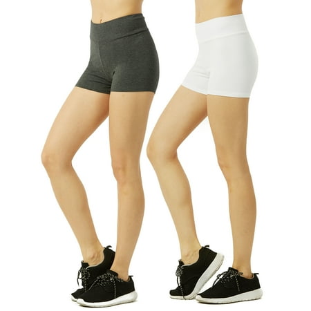 Mini Shorts Jumper - Women & Plus Soft Cotton Stretch Workout Running Mini Booty Shorts with Wide Wastband (12