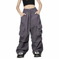 thumbnail image 2 of Kids Cargo Pants 5-16 Years, Boys Girls Loose Fit Joggers with Multiple Pockets, Elastic Waist Casual Pants for School and Playground Grey 170, 2 of 9