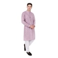 thumbnail image 2 of TRILOKI Mens Embroidered Sequined Kurta Pajama Set Rayon Ethnic Indian Traditional Wear Wedding Designer Ethnic Diwali Puja Kurta Payjama Set, 2 of 6