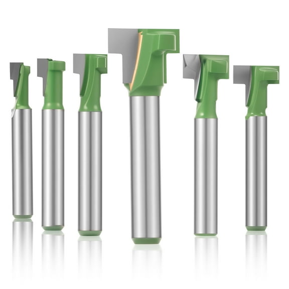 Ikoopy 6Pcs Woodworking Keyhole Router Bits Set Tungsten Steel 1/4 Inch Shank T Slot Router Bit Milling Cutter for Woodworking