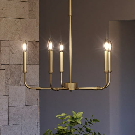 

Luxury Modern Farmhouse Indoor Chandelier 25.25 H x 24.00 W with Transitional Style Elements Modern Design Olde Brass Finish and Open Candlestick UQL3802