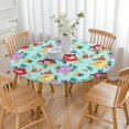 thumbnail image 3 of Pioneer Flower Floral Print Pattern Round Fitted Tablecloth with Elastic Edge,Dining Table Cover Waterproof,Outdoor Round Tablecloth for Camping,Dining,Indoor and Outdoor, 3 of 7