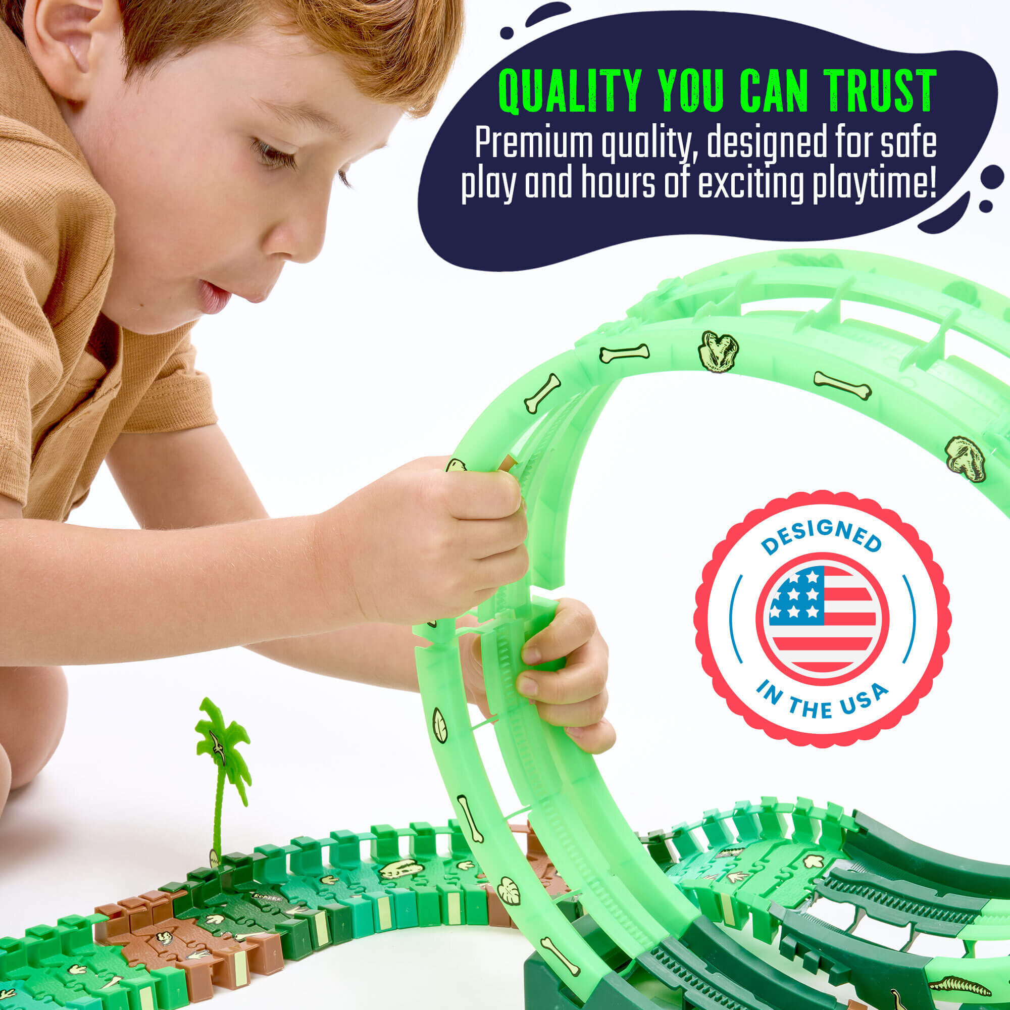 JitteryGit Dinosaur Race Track Glowing Loop Toy Set photo 7