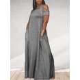 thumbnail image 3 of Plus Size Cutout Solid Side Cross Dress, Casual Crew Neck Short Sleeve Ankle Dress, Women's Plus Size Clothing, 3 of 5